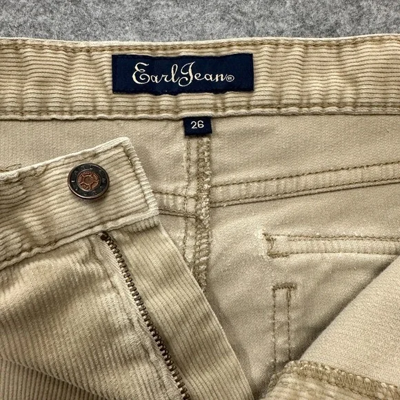 Earl Jean Corduroy Pants Womens Size 2 Beige Buff Stretch Straight Y2K 90s - Picture 3 of 9